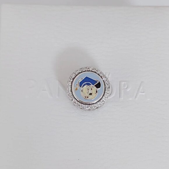 Pandora Mickey Graduation Class of 2024 Charm Button Exclusive Bead Pendant S925 - Picture 3 of 7